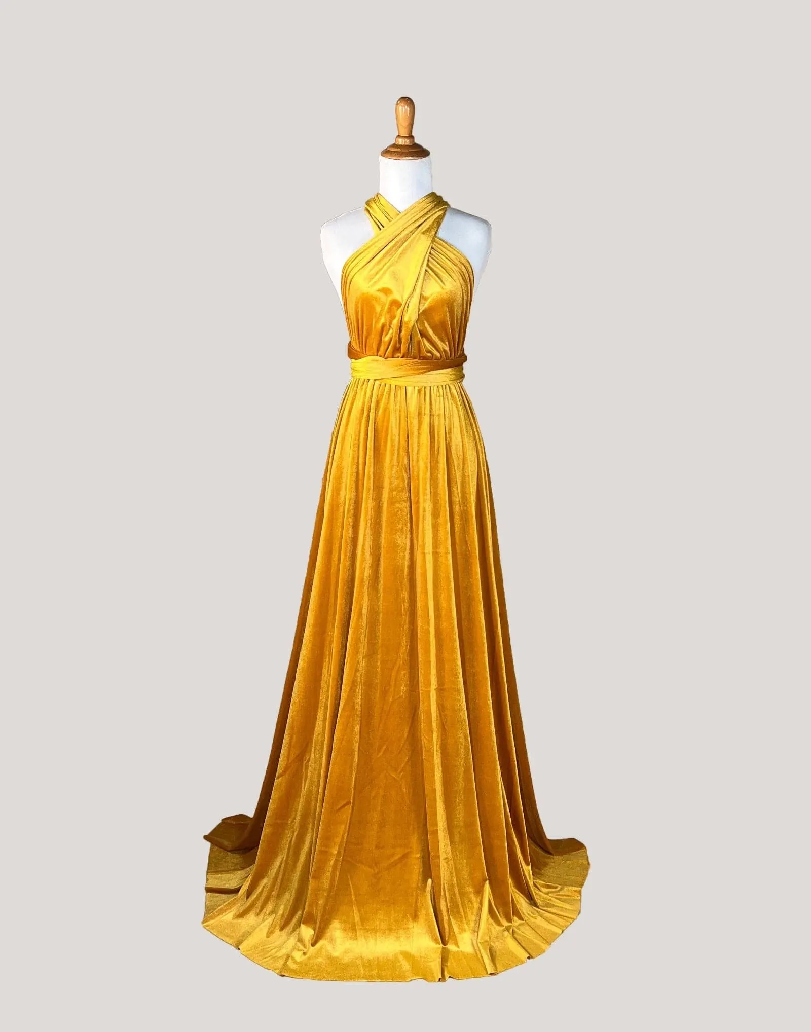 Mustard Velvet Infinity Dress/ Wrap Convertible Bridesmaid Dress,Y25-38