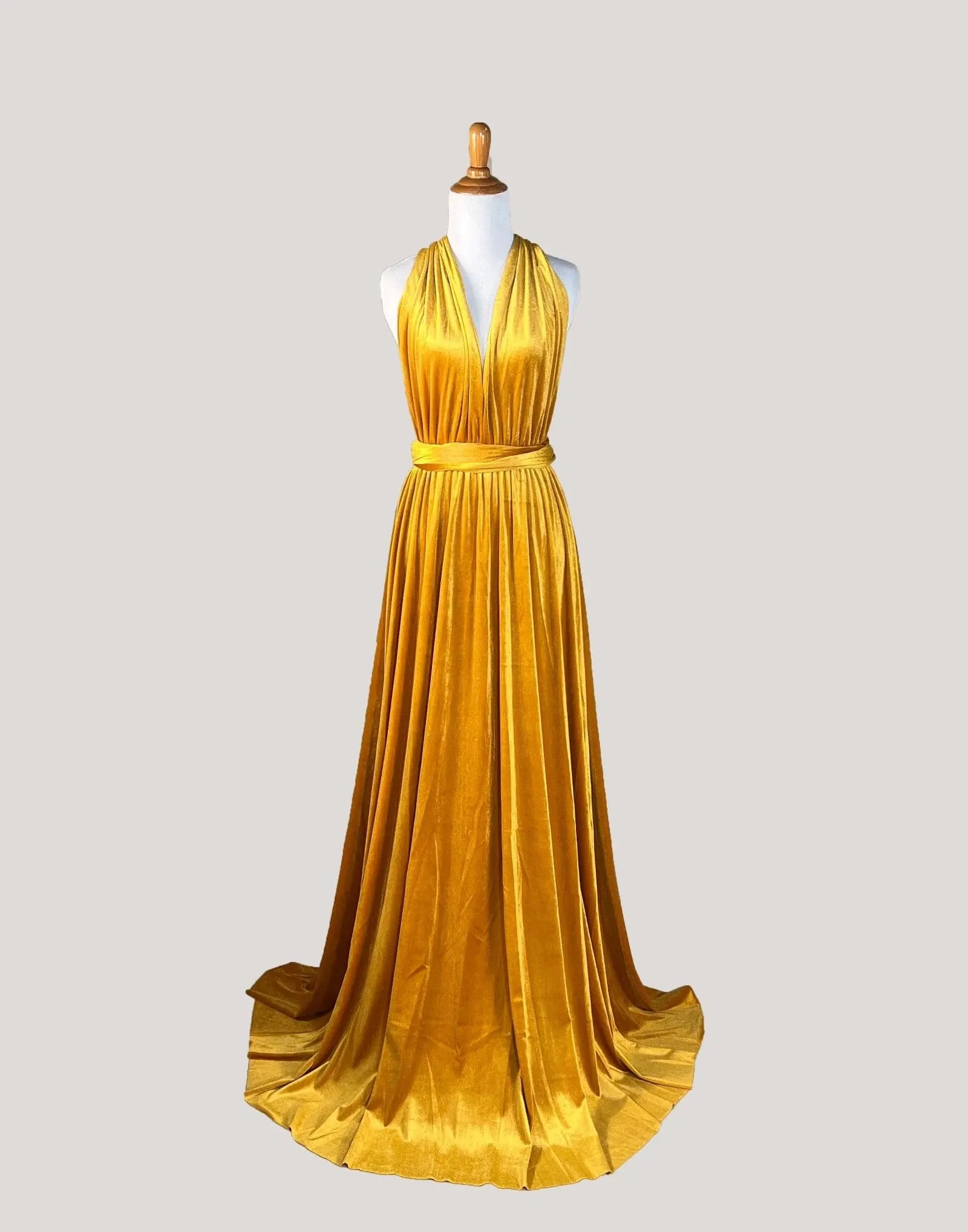 Mustard Velvet Infinity Dress/ Wrap Convertible Bridesmaid Dress,Y25-38