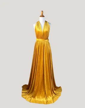 Mustard Velvet Infinity Dress/ Wrap Convertible Bridesmaid Dress,Y25-38