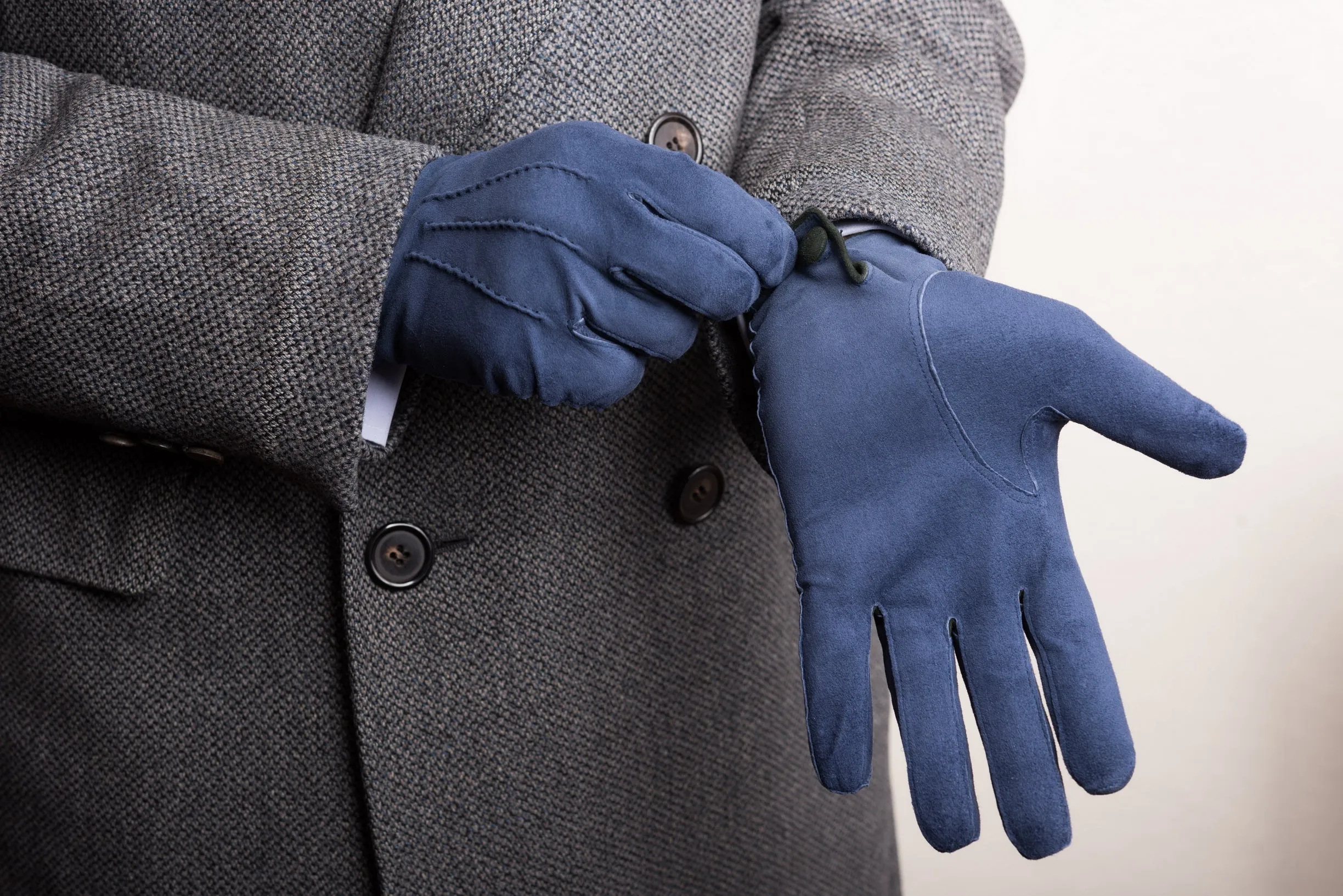 Navy Unlined Lamb Suede Gloves