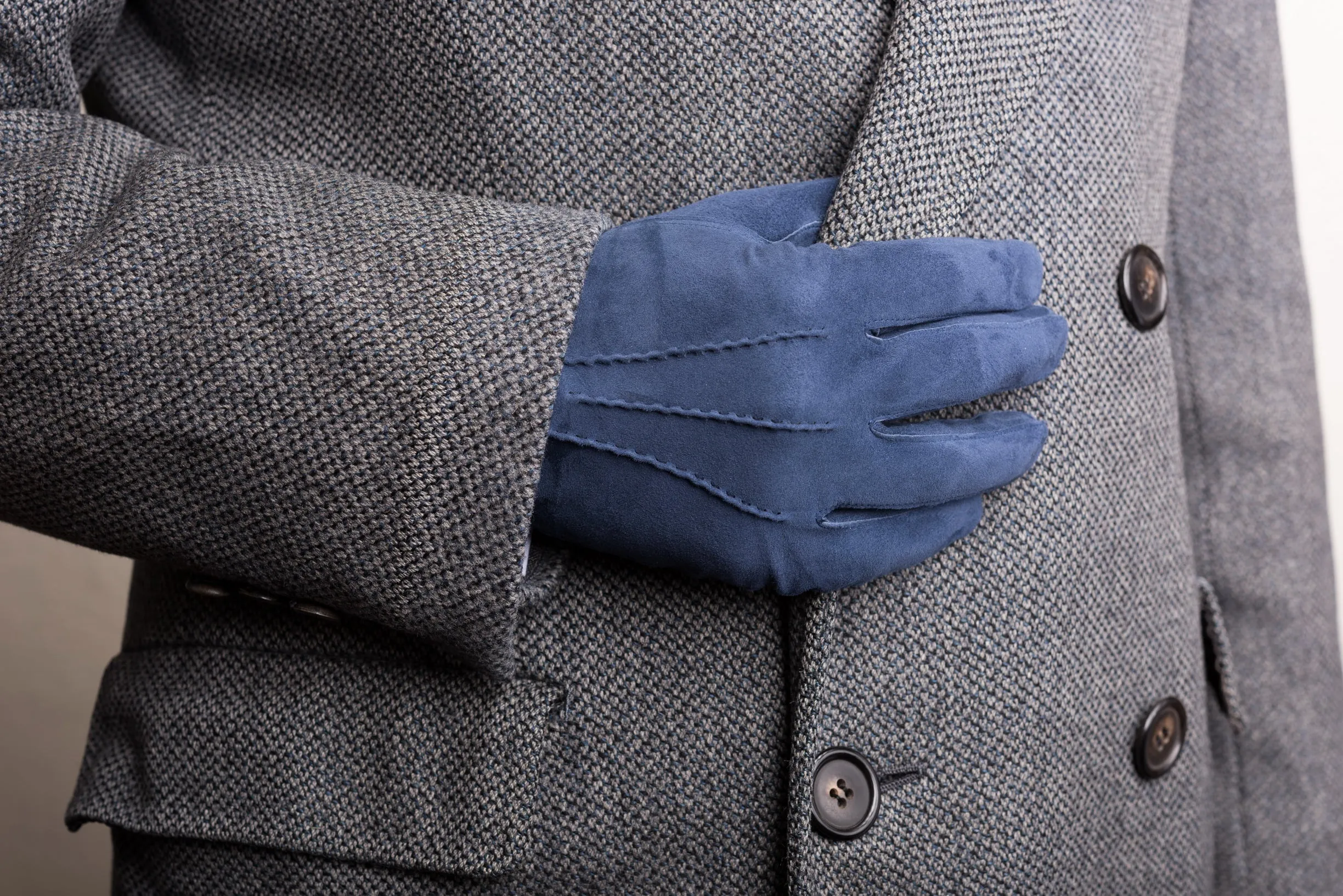 Navy Unlined Lamb Suede Gloves