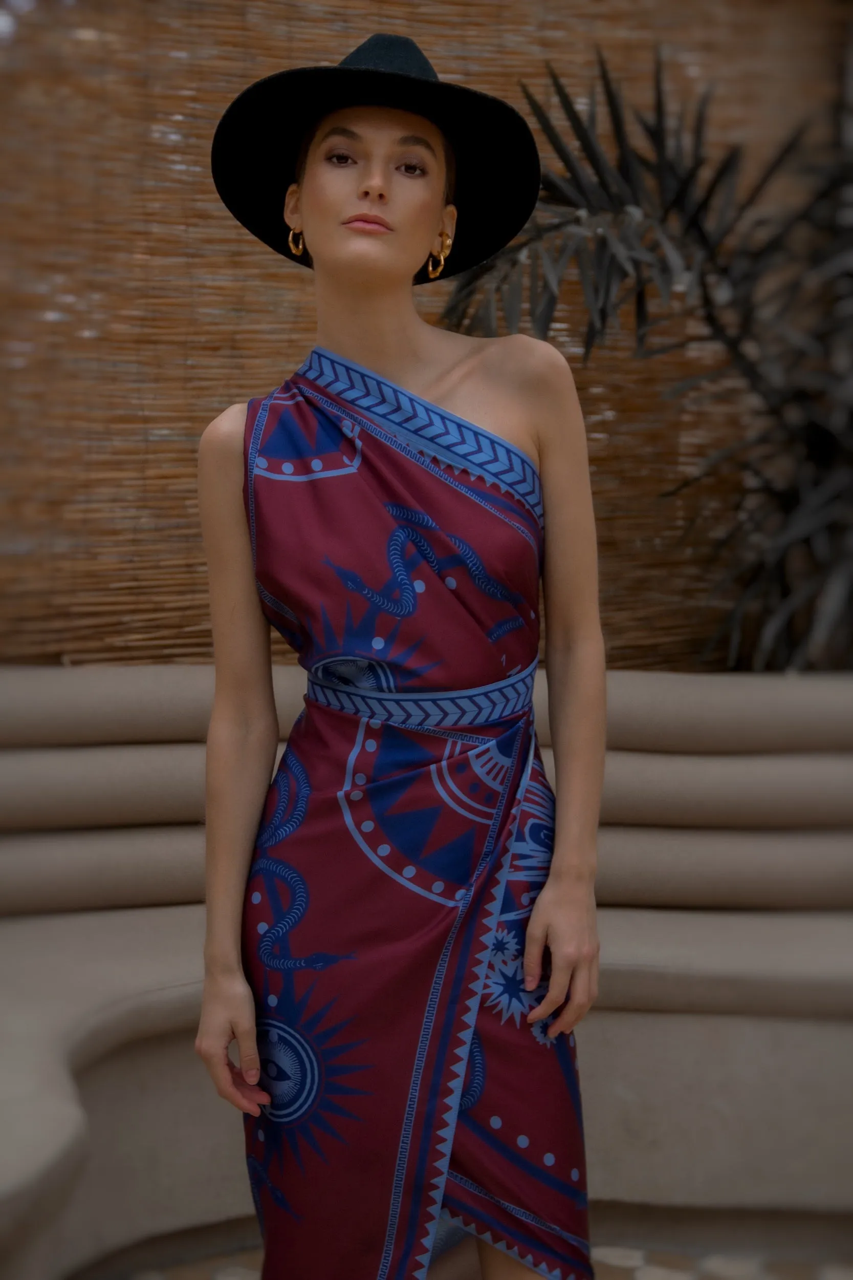 Nazar Wine Wrap Dress