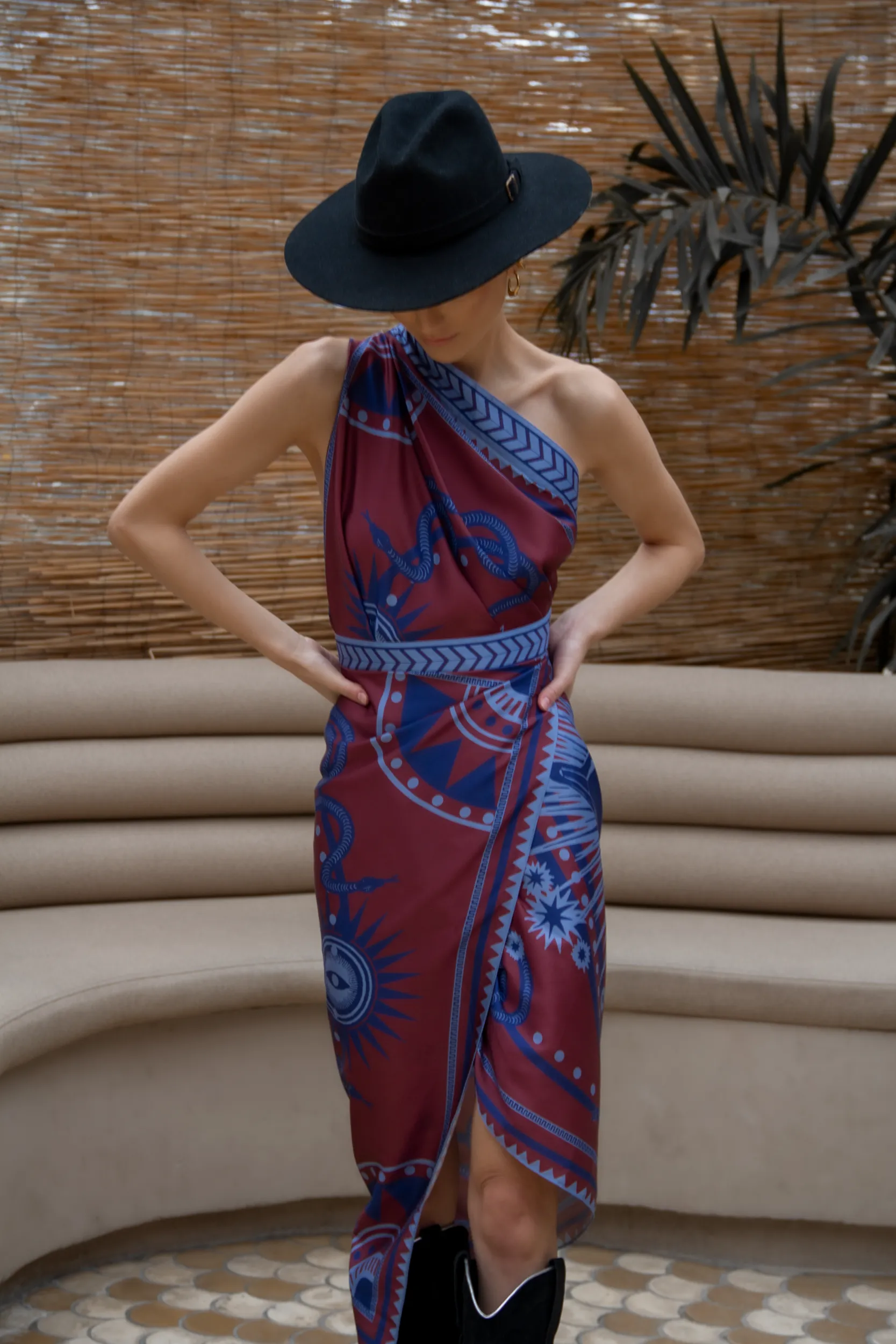 Nazar Wine Wrap Dress