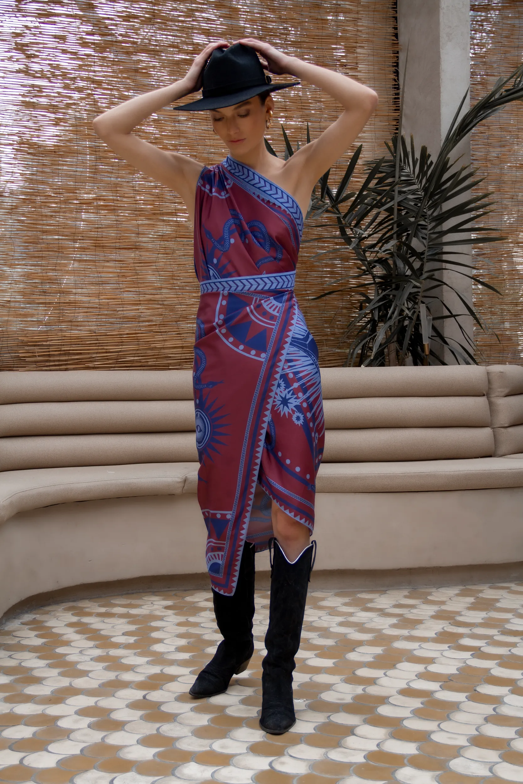 Nazar Wine Wrap Dress