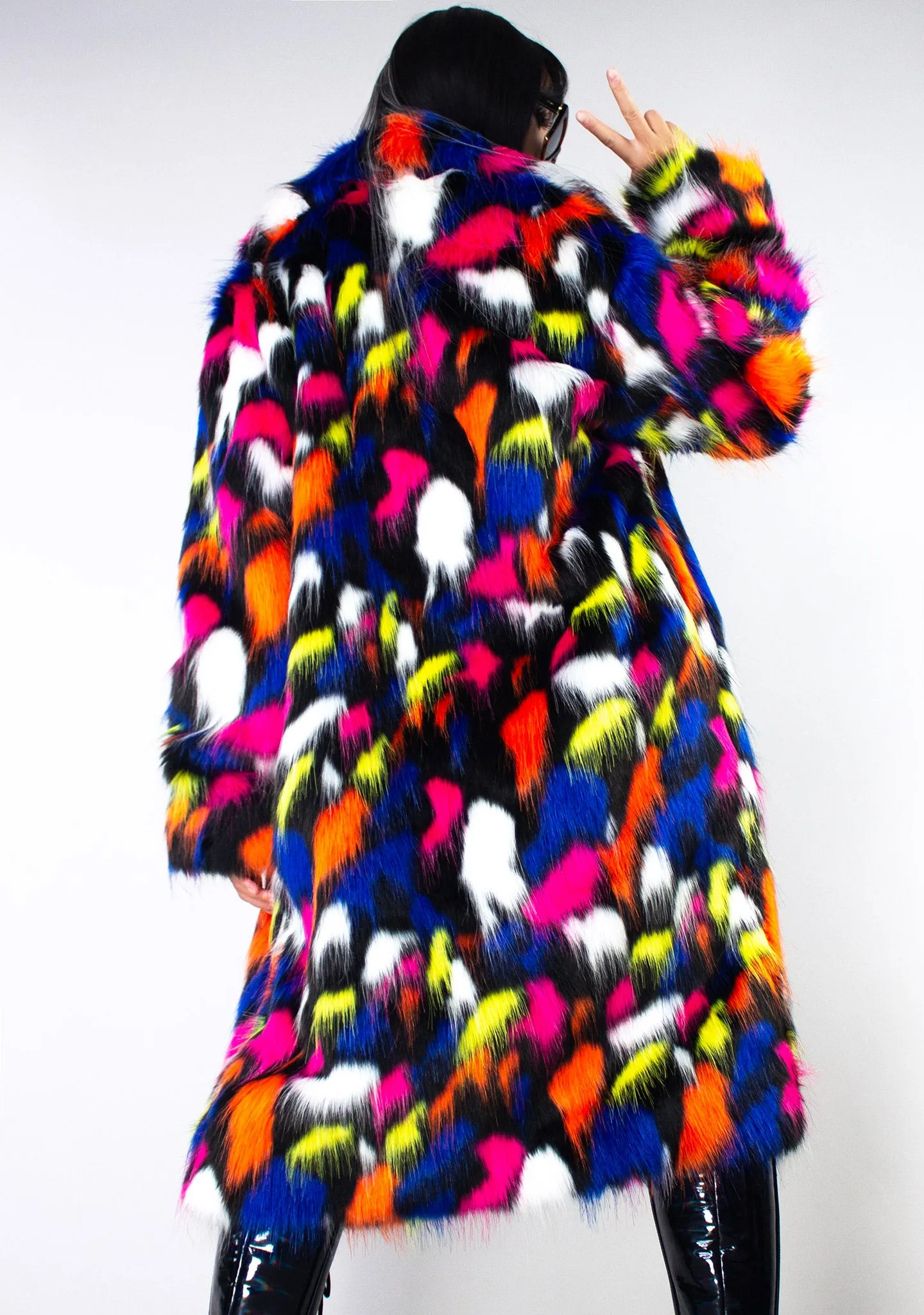 Neon Dreams Mid Length Fur Jacket