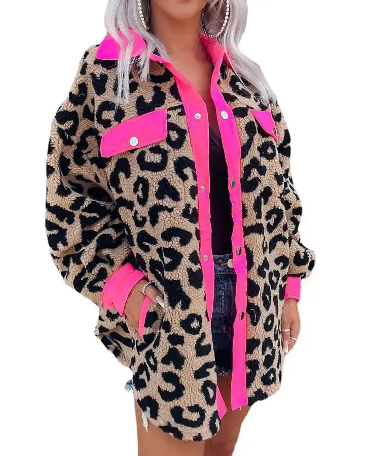 New 2024 Autumn Winter Fur Clothes Plush Coat Women's Leopard Print Fur Coat