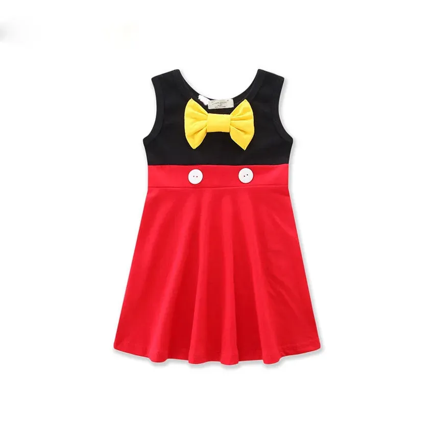 New baby girls princess dress summer cartoon Children Bow princess dresses Kids Clothing C2152