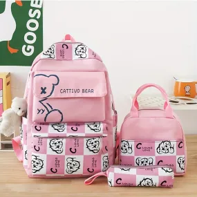 New Lightweight School Backpack For Both Male And Female Students, Laptop Bag, Travel And Leisure Minimalist Bag, College And High School Teddy Bear Checkered Backpack, Teenage Girl Boy Backpack