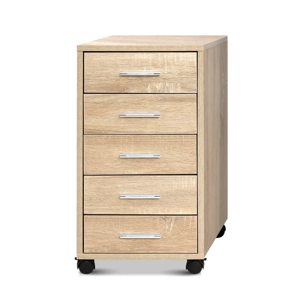 Office Filing Cabinet 5 Drawer Storage Home Study Cupboard Wood