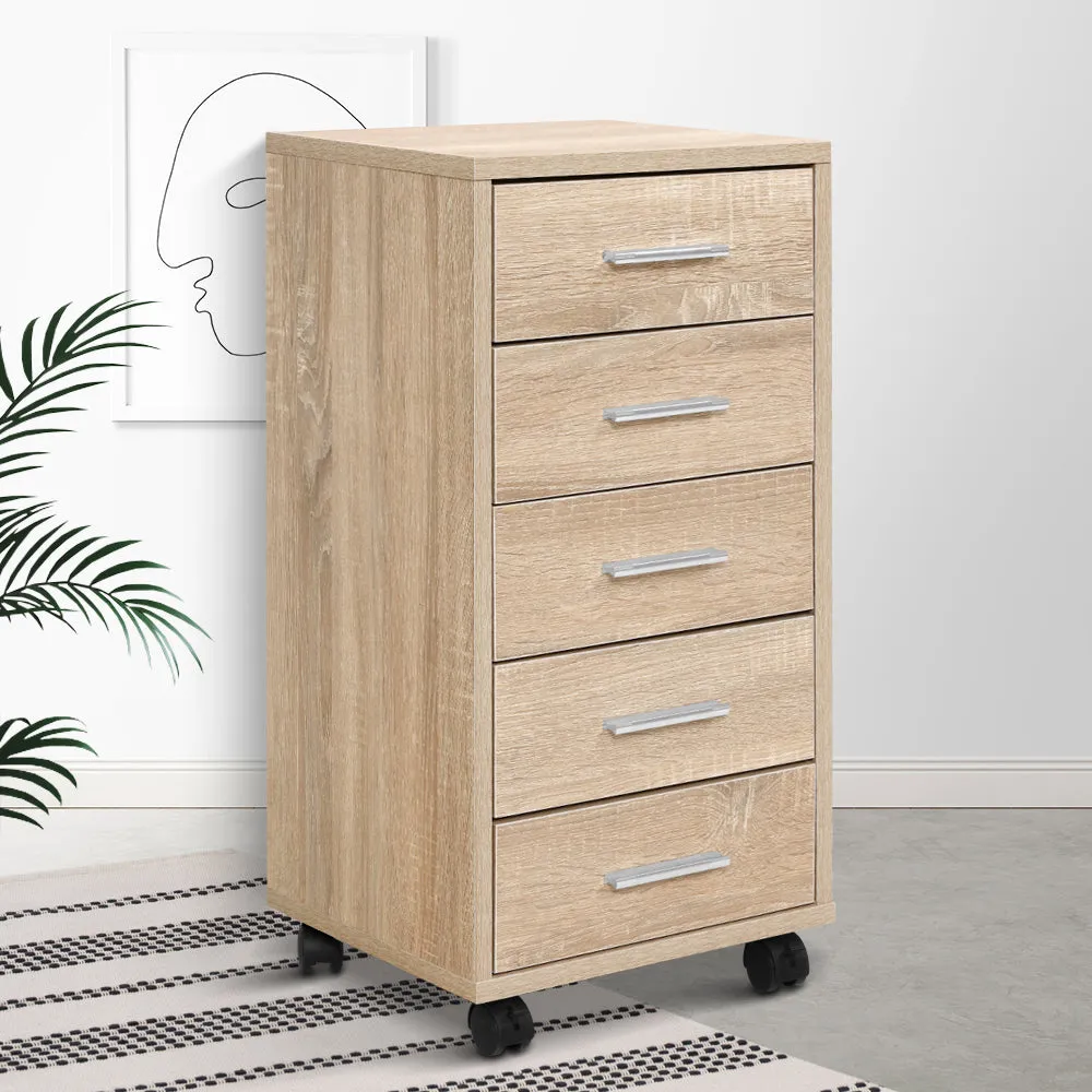 Office Filing Cabinet 5 Drawer Storage Home Study Cupboard Wood