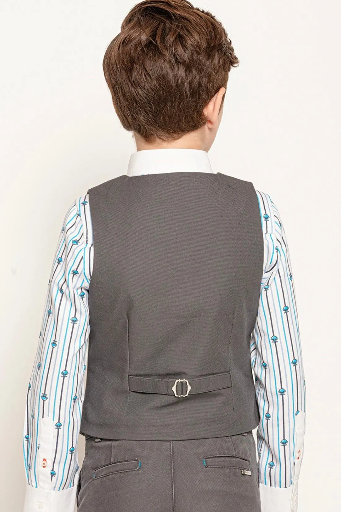 One Friday Kids Boys Grey V-Neck Waist Coat