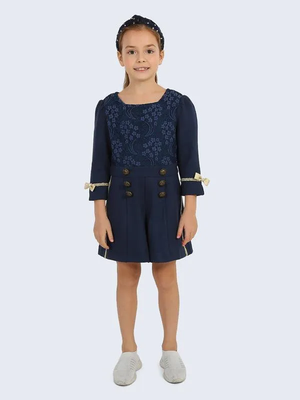 One Friday Navy Blue Lace Playsuit