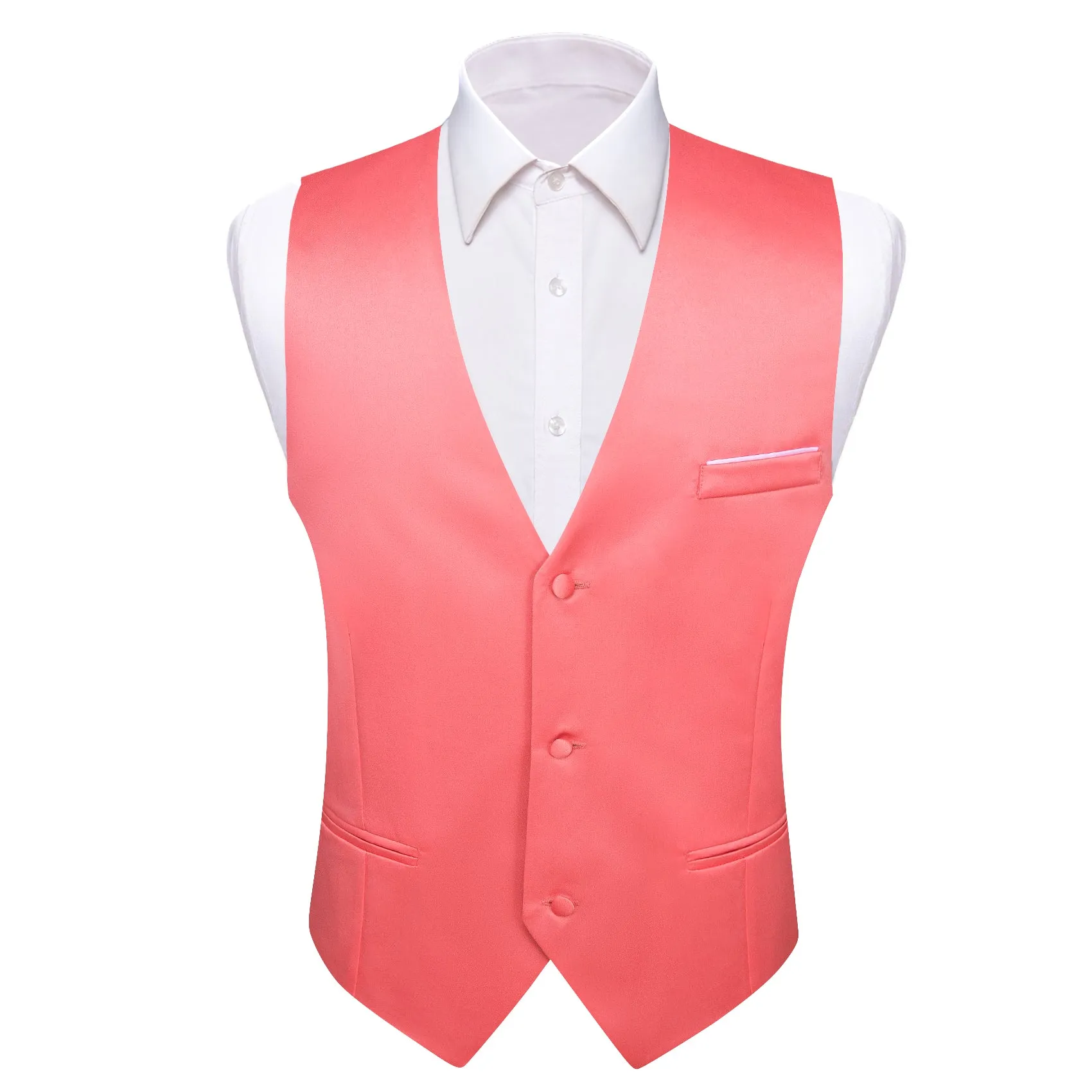 PaleVioletRed Solid Silk Men's Vest Bow Tie Set Waistcoat Suit Set