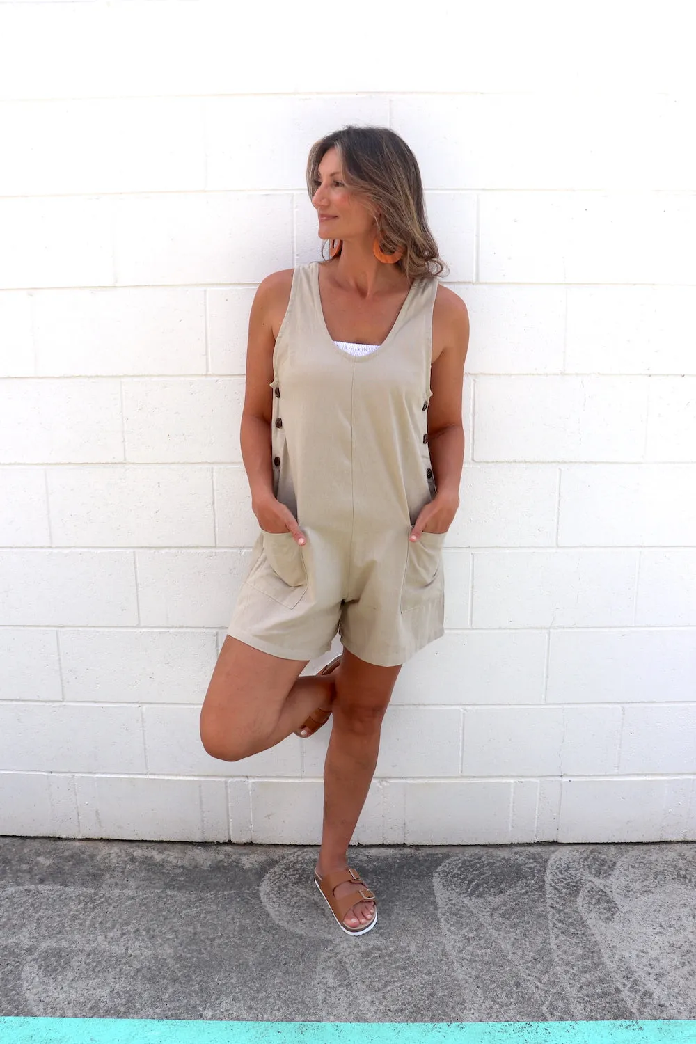 Paris Jumpsuit 100% Lux Cotton Sand