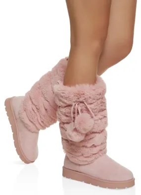 Pink Faux Fur Boots