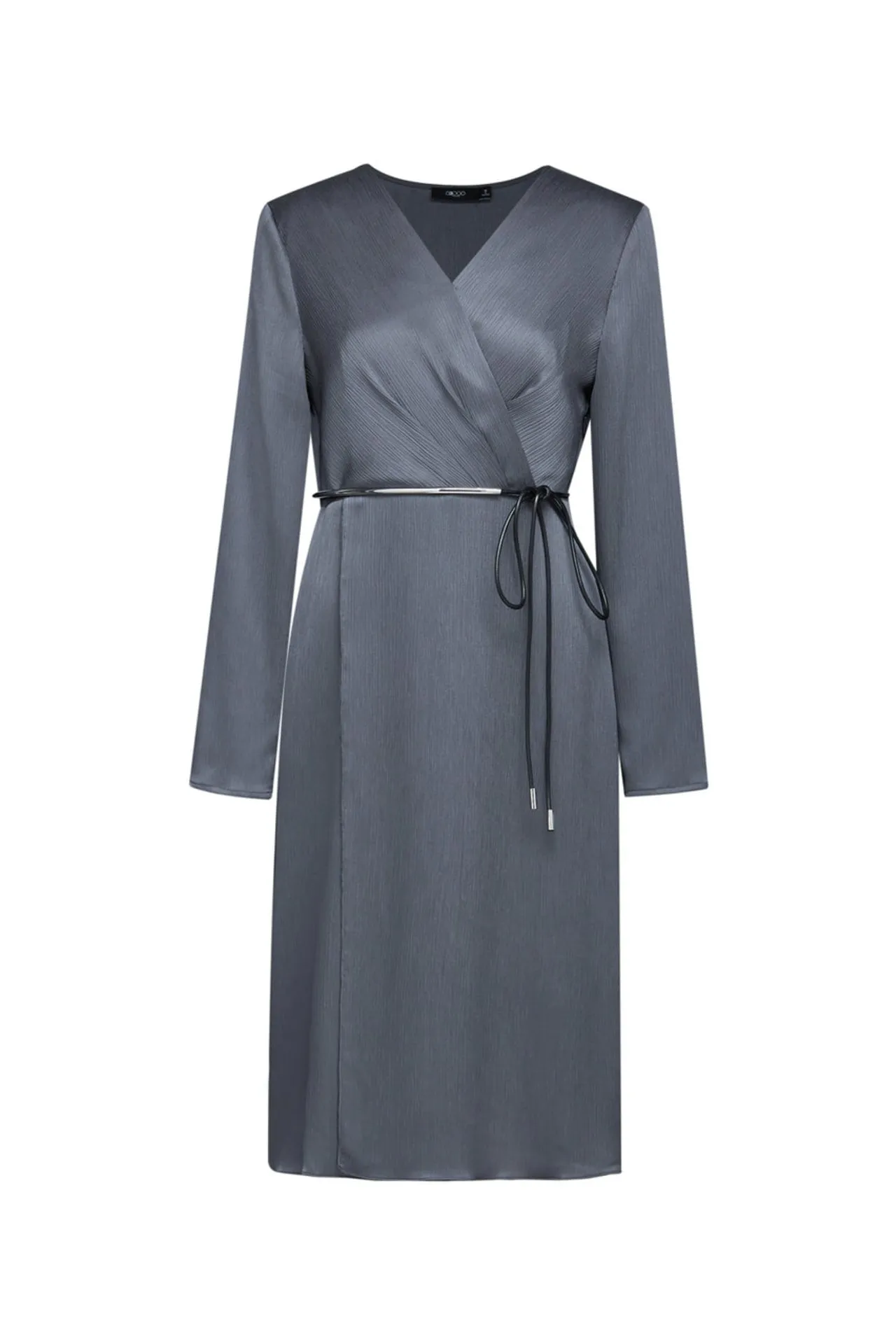 Pleated Satin Wrap Dress