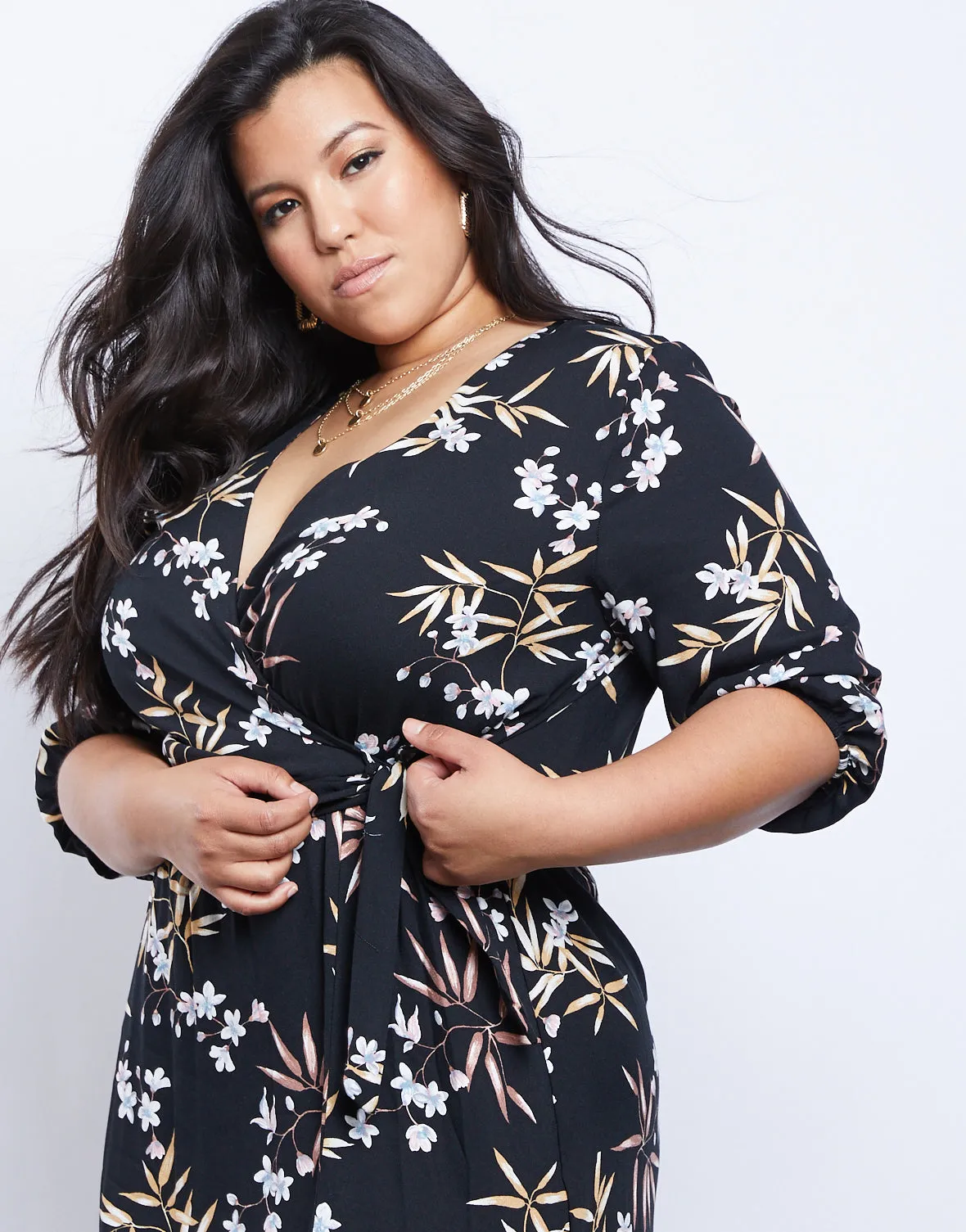 Plus Size Floral Dreams Wrap Dress