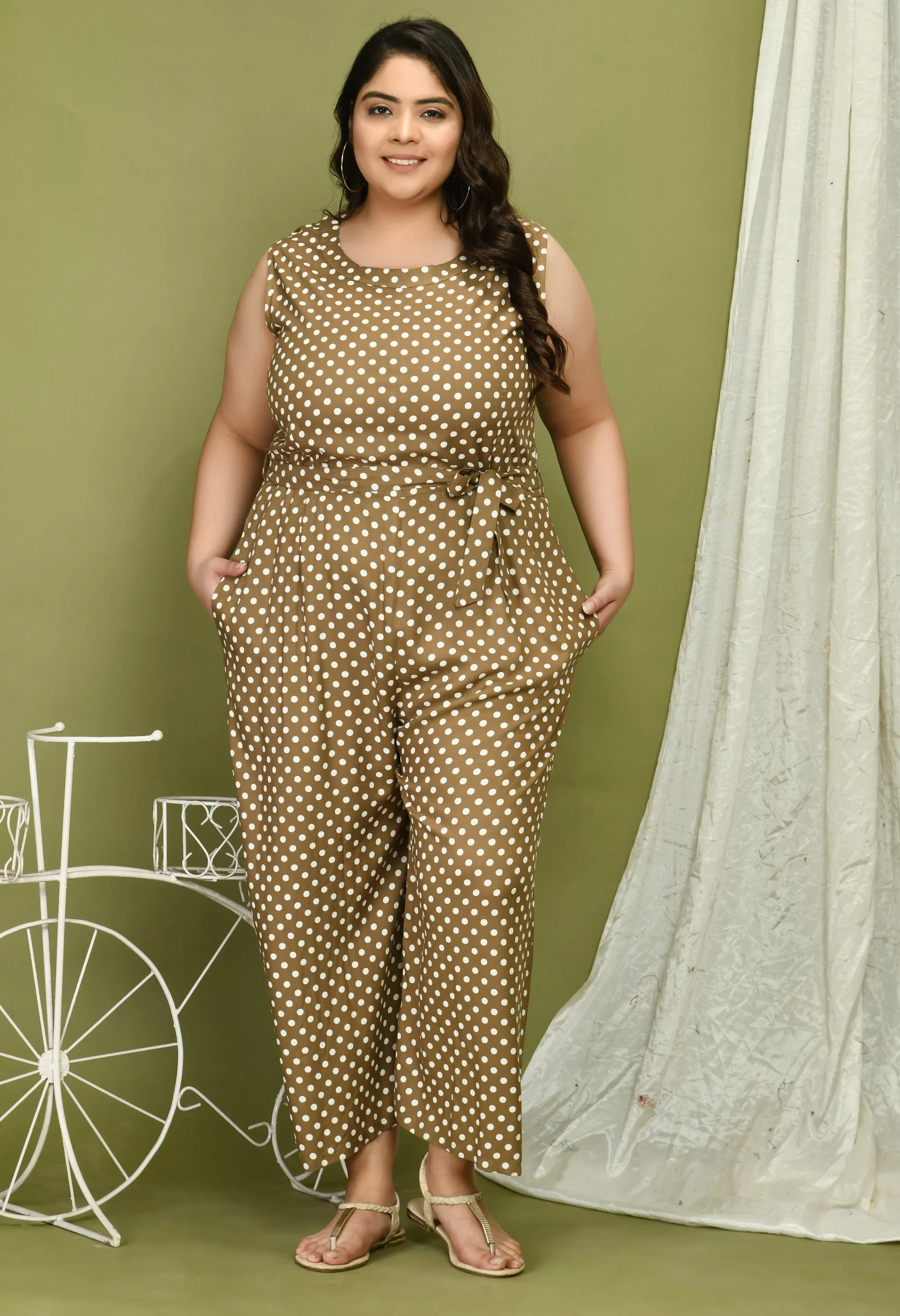 Plus Size Plus Size Polka Dots Jumpsuit