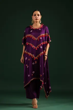 Purple Embellished Kaftan Set