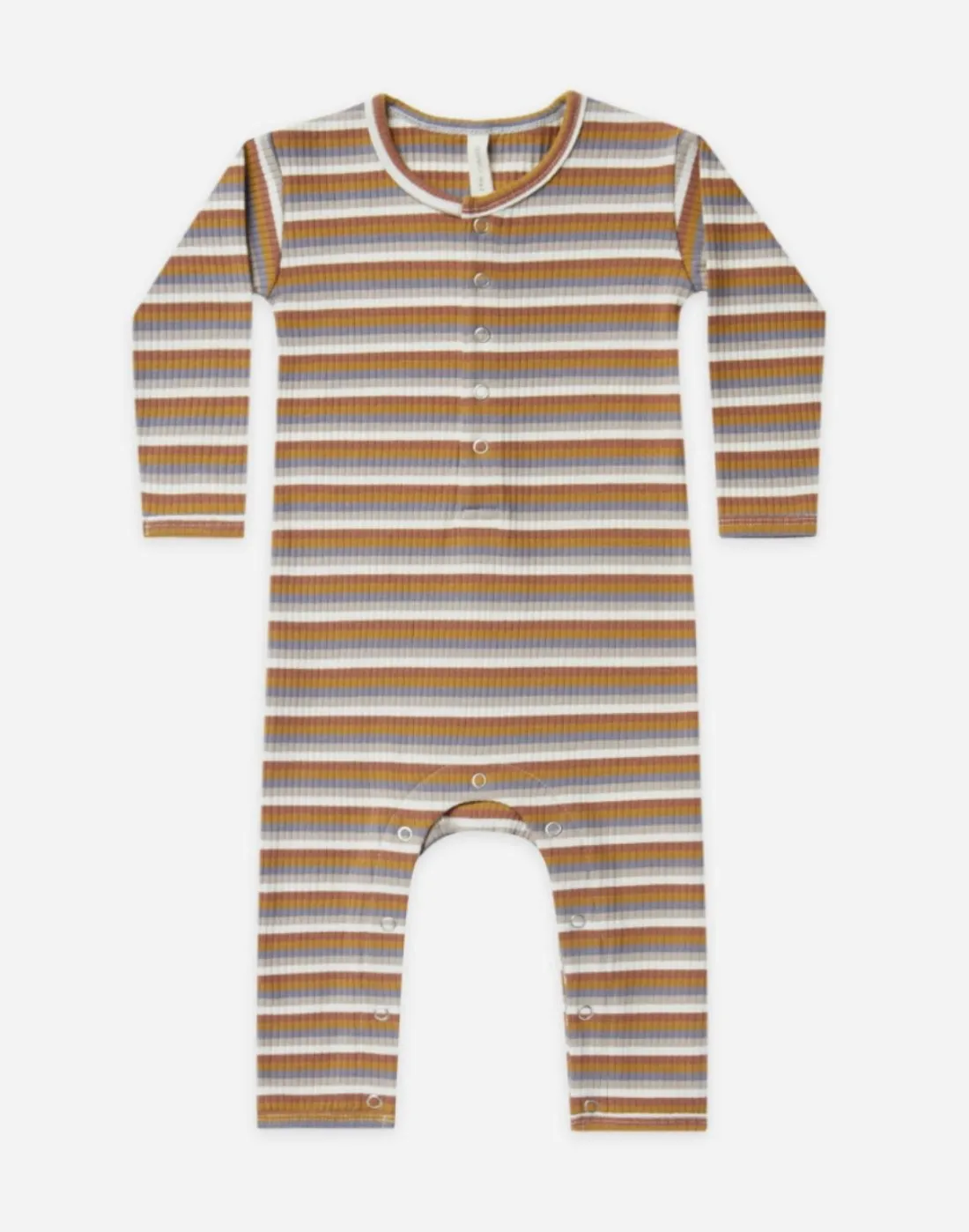 Quincy Mae Baby Boys Organic Ribbed Striped Button Up Footless Pajamas