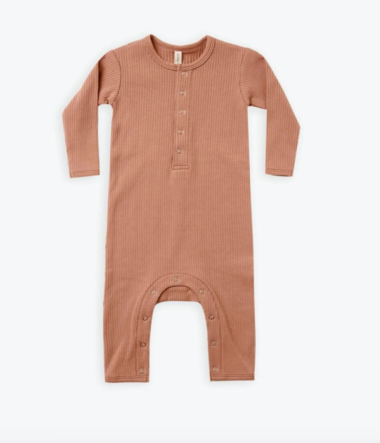 Quincy Mae Organic Baby Unisex Ribbed Terracotta Jumpsuit Romper