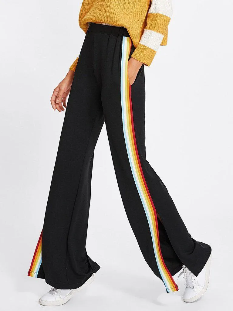 Rainbow Tape Side Split Pants