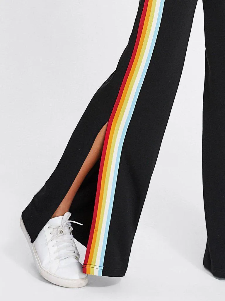 Rainbow Tape Side Split Pants