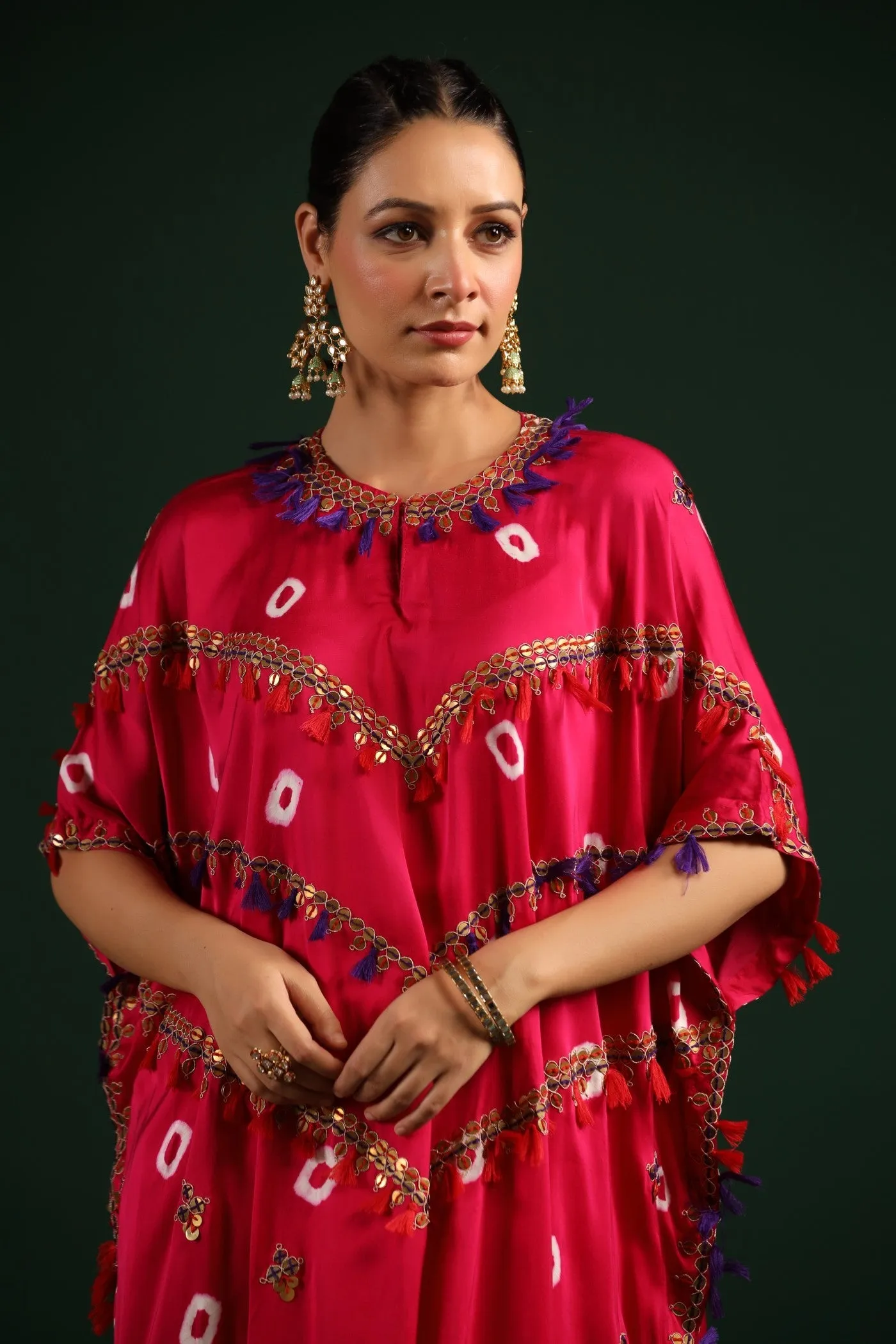 Rani Pink Embellished Kaftan Set