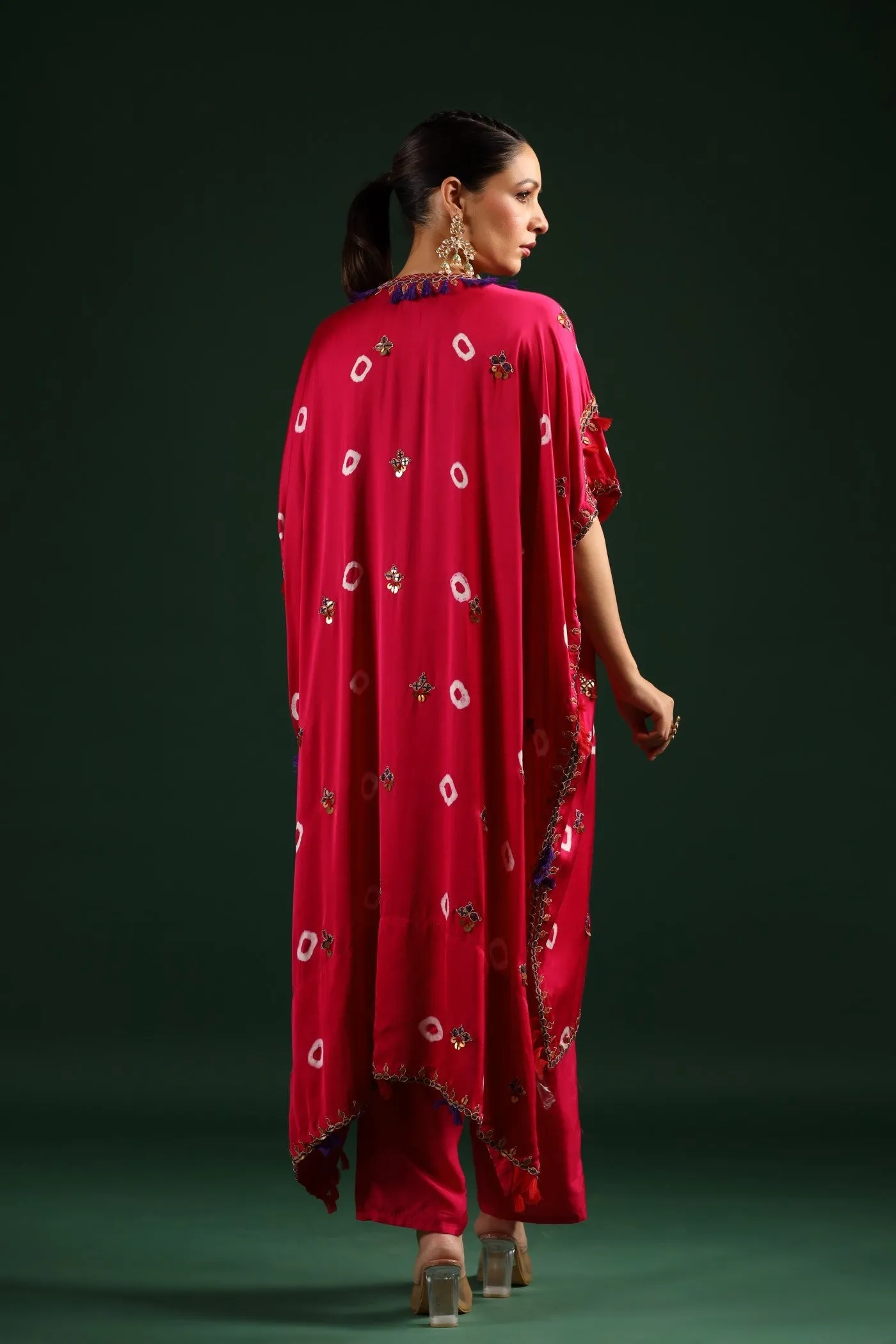 Rani Pink Embellished Kaftan Set