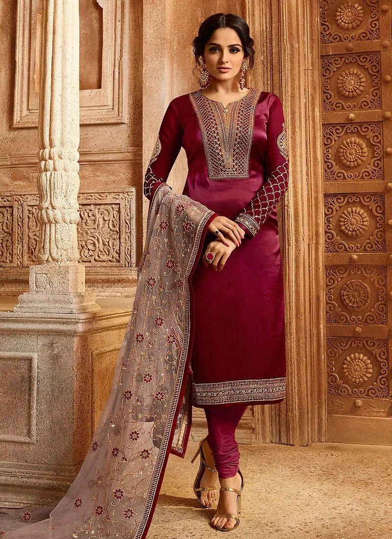 Red And Pink Dual Bottom Lehenga/Pant Kurti Set