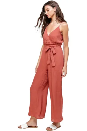 Red Solid JUMPSUIT V Neck With Straps