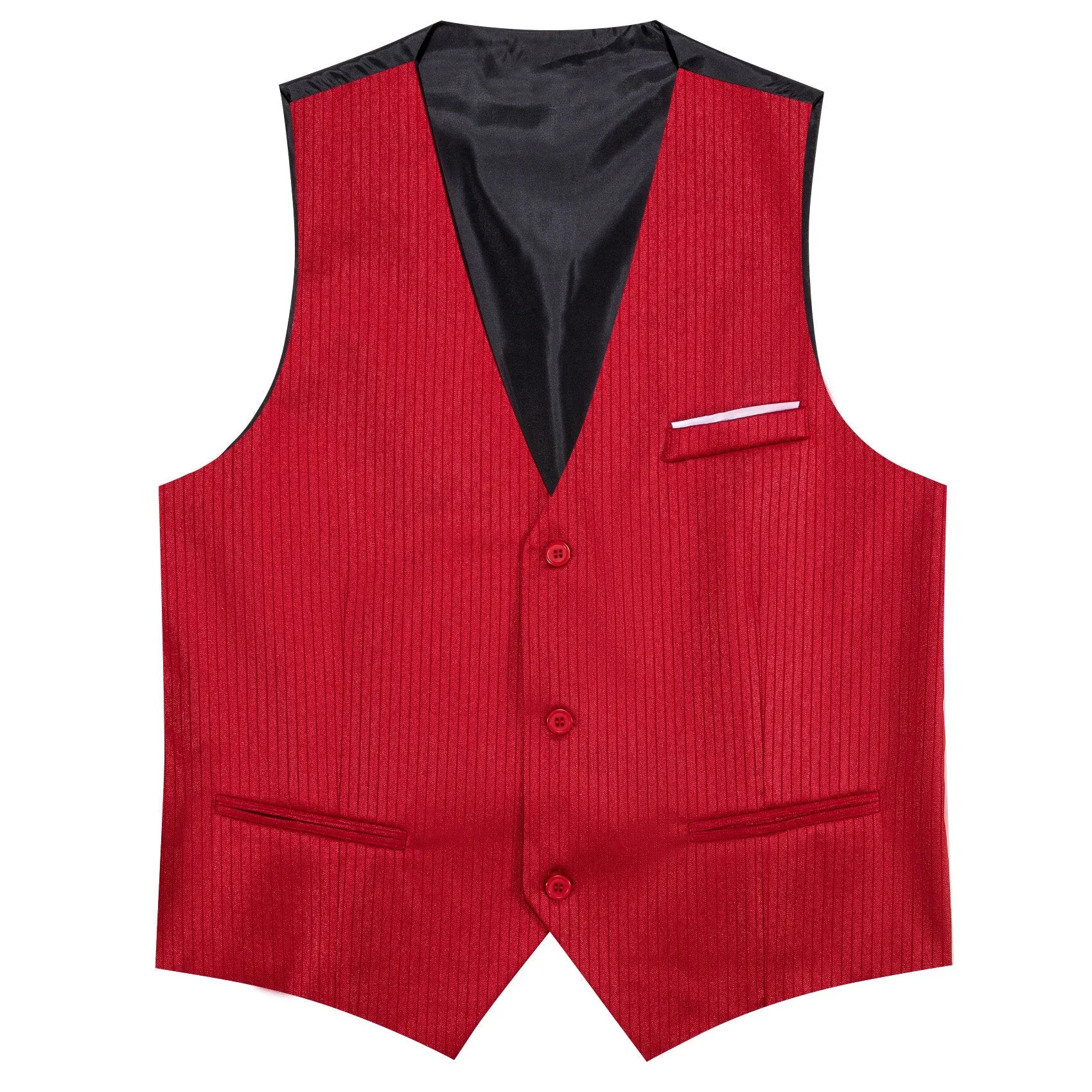 Red Solid Men's V-Neck Business Vest