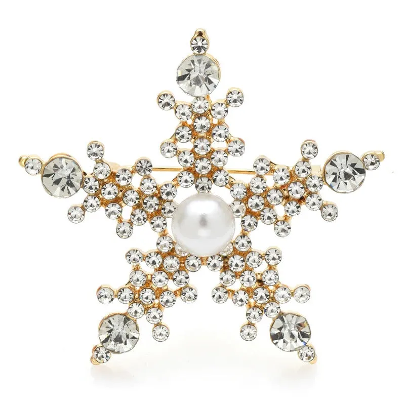 Rhinestone Bejeweled Star-shaped Fashion Brooch Pins