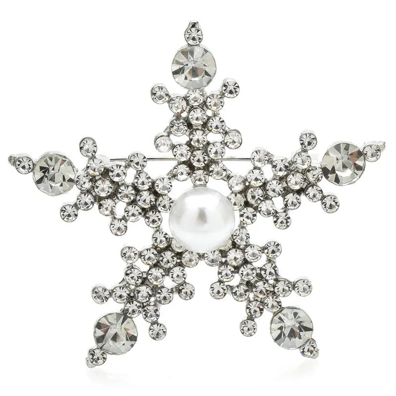 Rhinestone Bejeweled Star-shaped Fashion Brooch Pins