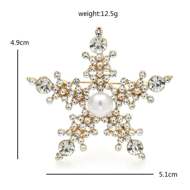 Rhinestone Bejeweled Star-shaped Fashion Brooch Pins