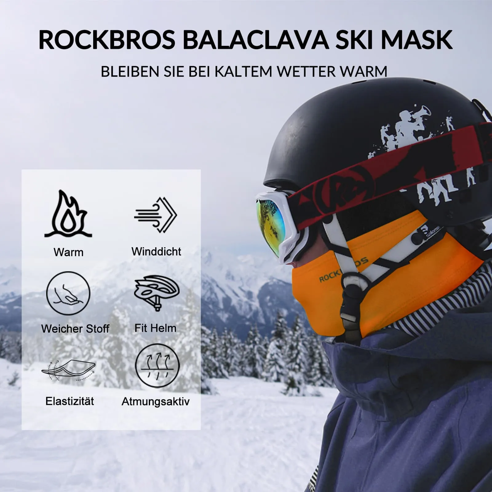 ROCKBROS Sturmhaube Herbst Winter Balaclava für Outdoorsports Unisex