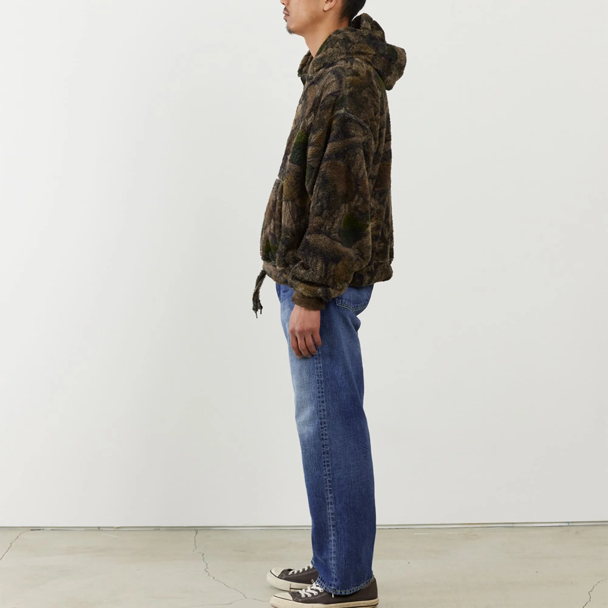 Shaggy fleece half ZIP parka (camouflage)