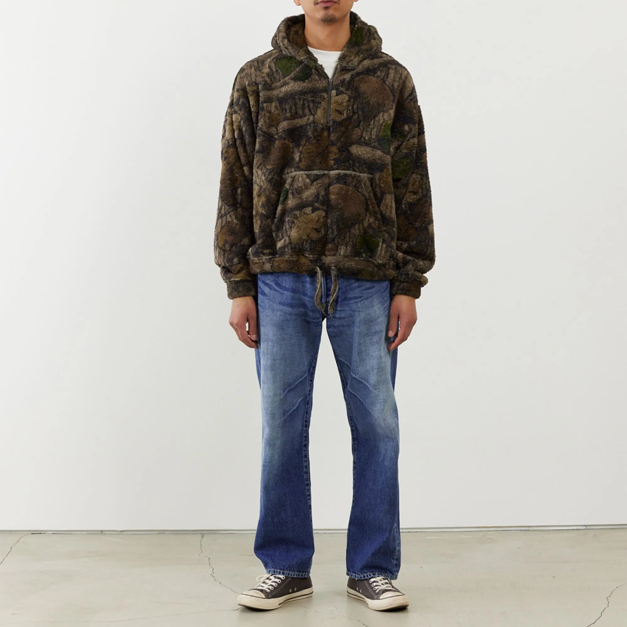 Shaggy fleece half ZIP parka (camouflage)