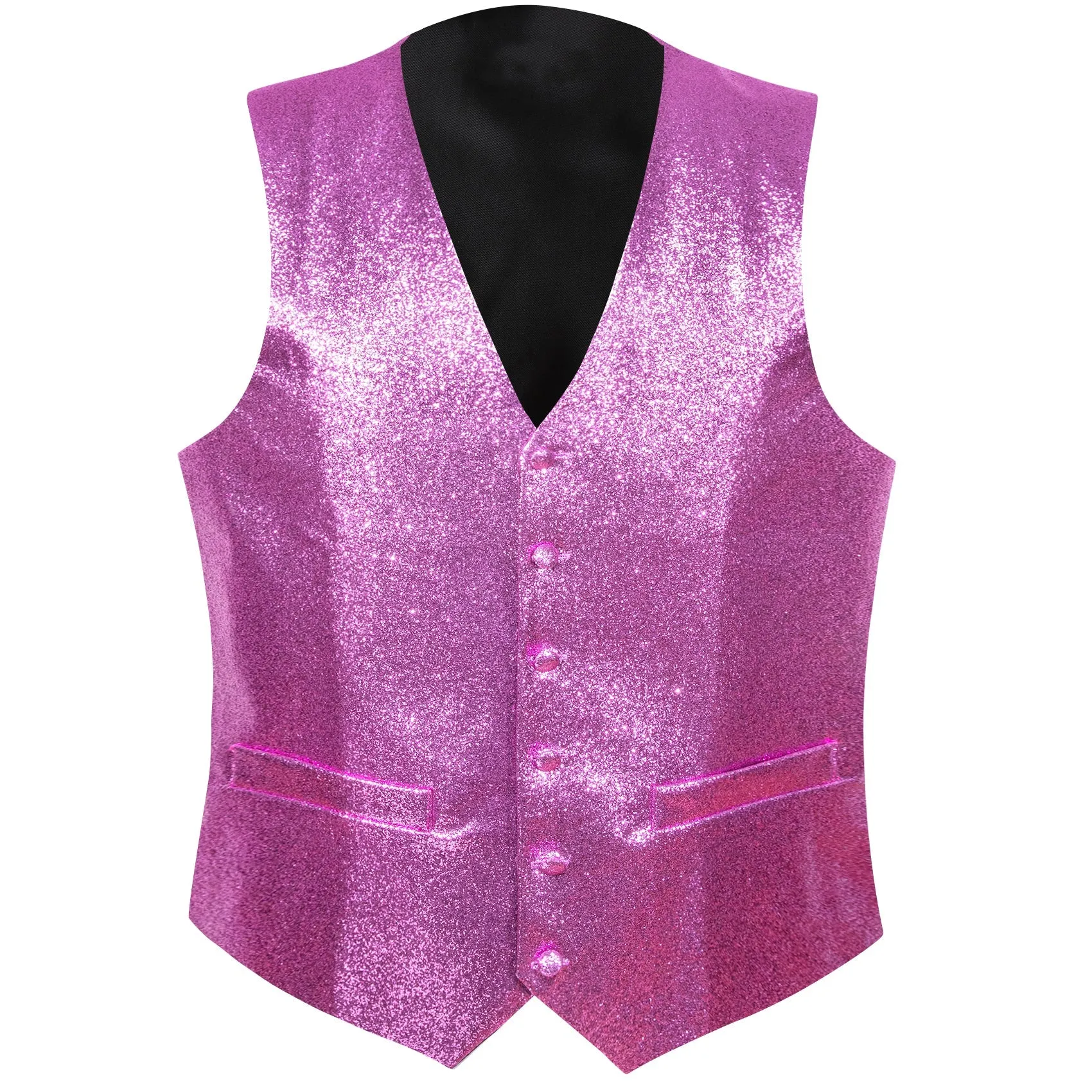 Shining Light Purple Glitter Solid Jacquard Silk Men's Vest Bow Tie Set Waistcoat Suit Set