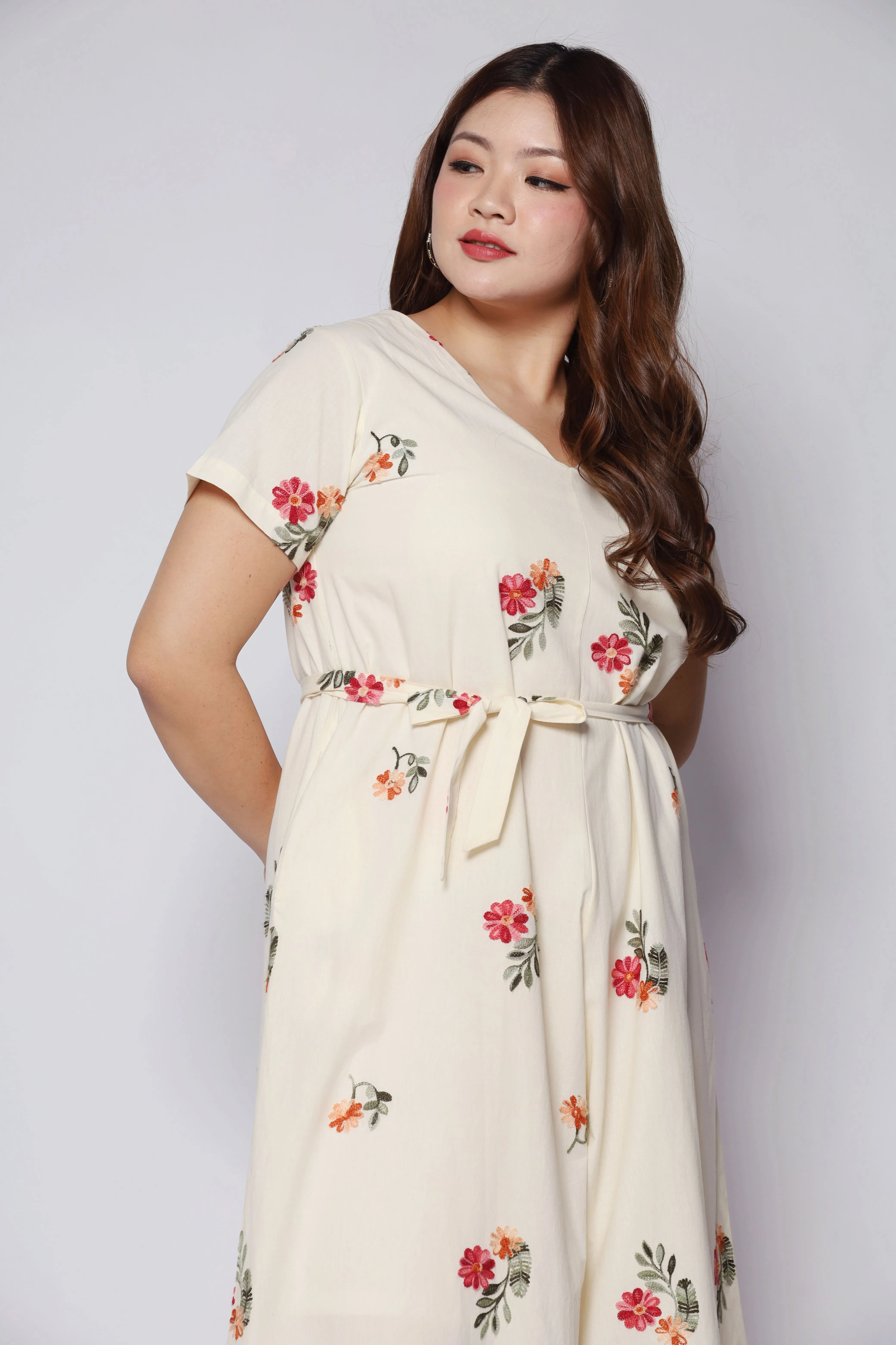 Shirokuro Jumpsuit in Floral Embroidery