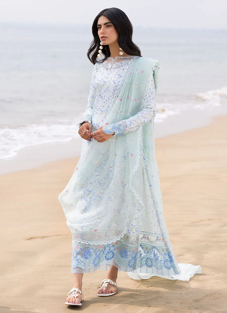 Skye Ice Blue Shirt and Pre-Draped Dupatta