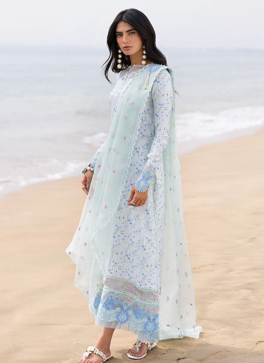 Skye Ice Blue Shirt and Pre-Draped Dupatta