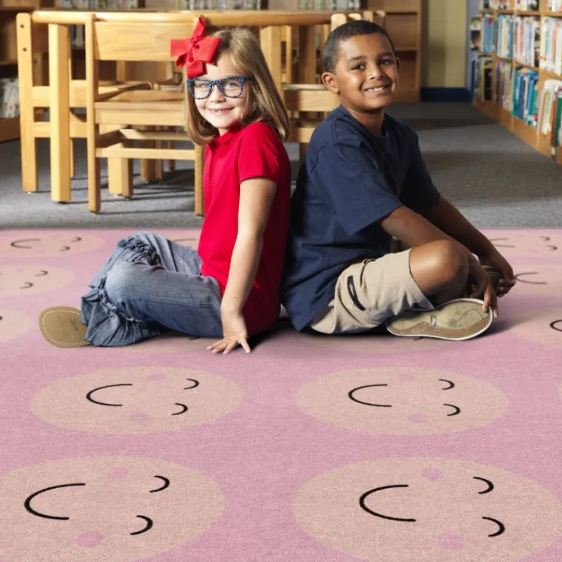 Smiley Face Peach Oasis Classroom Seating Rug