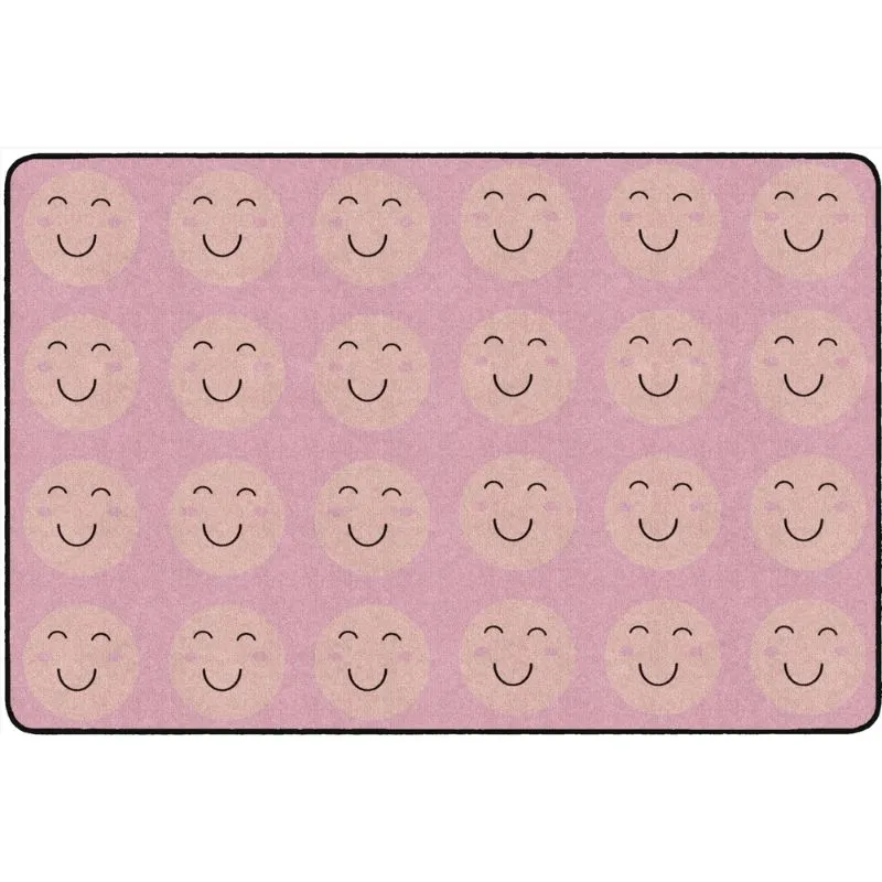 Smiley Face Peach Oasis Classroom Seating Rug