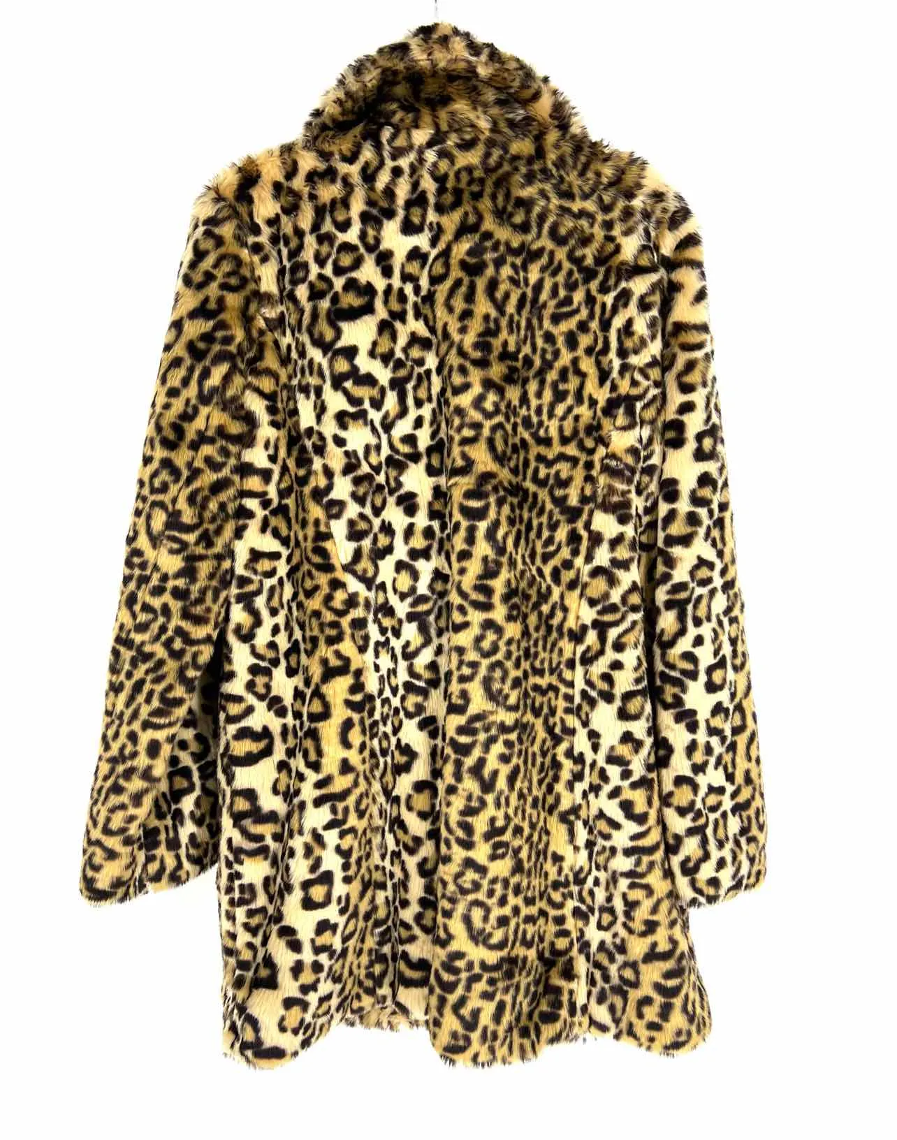 Steve Madden Size L Tan/Black Animal Print Faux Fur Coats Coat