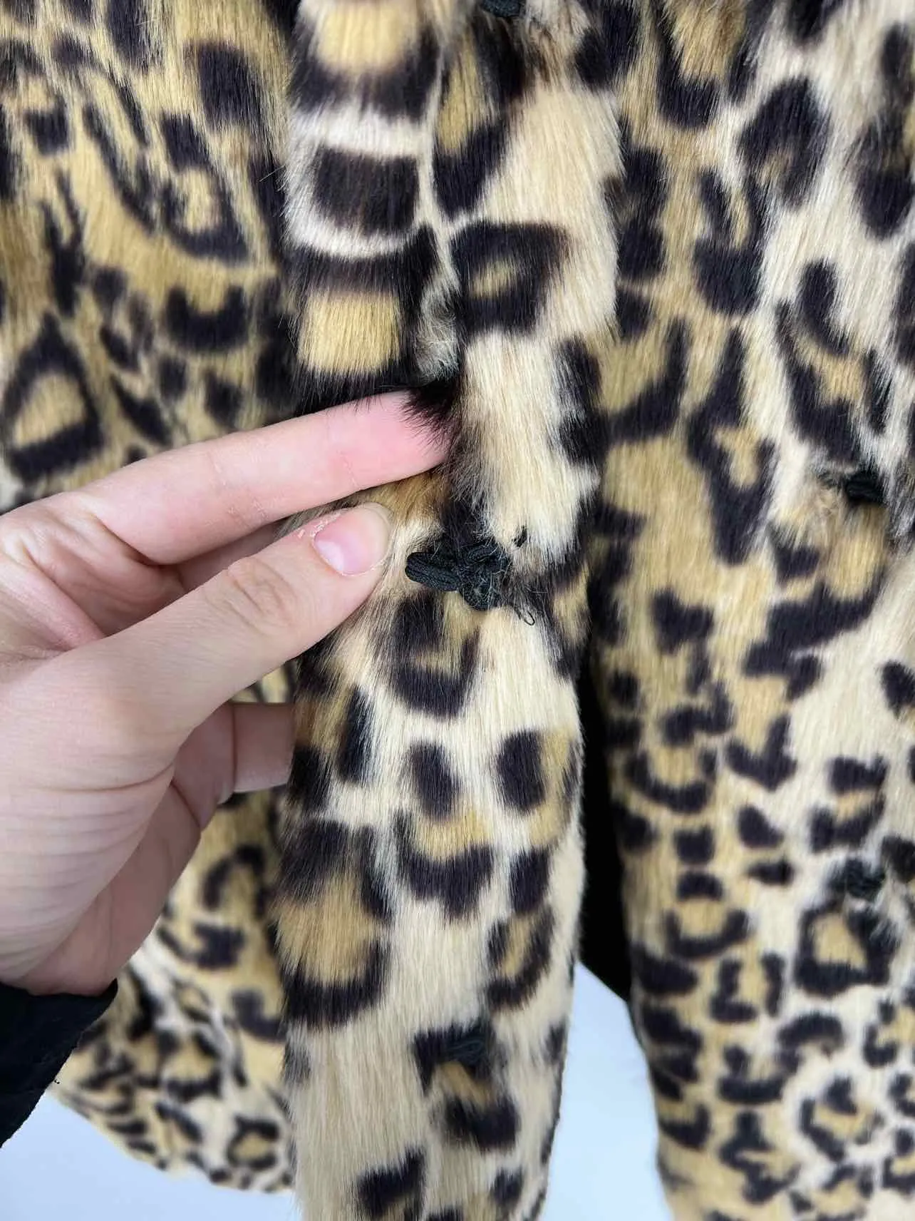 Steve Madden Size L Tan/Black Animal Print Faux Fur Coats Coat