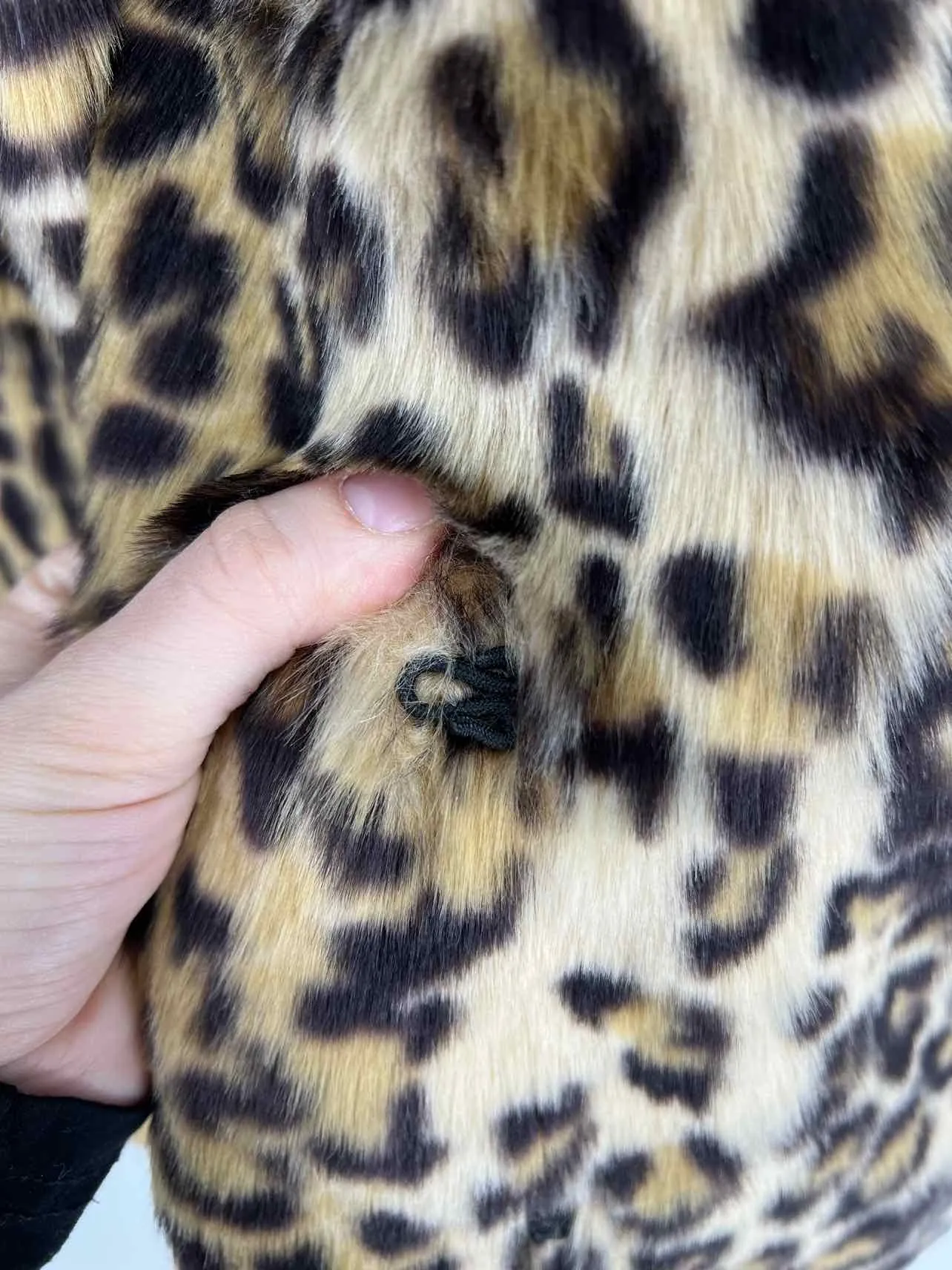 Steve Madden Size L Tan/Black Animal Print Faux Fur Coats Coat