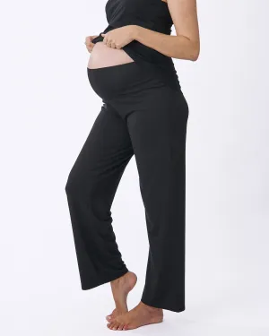 Straight Cut Maternity Bamboo Pants in Black