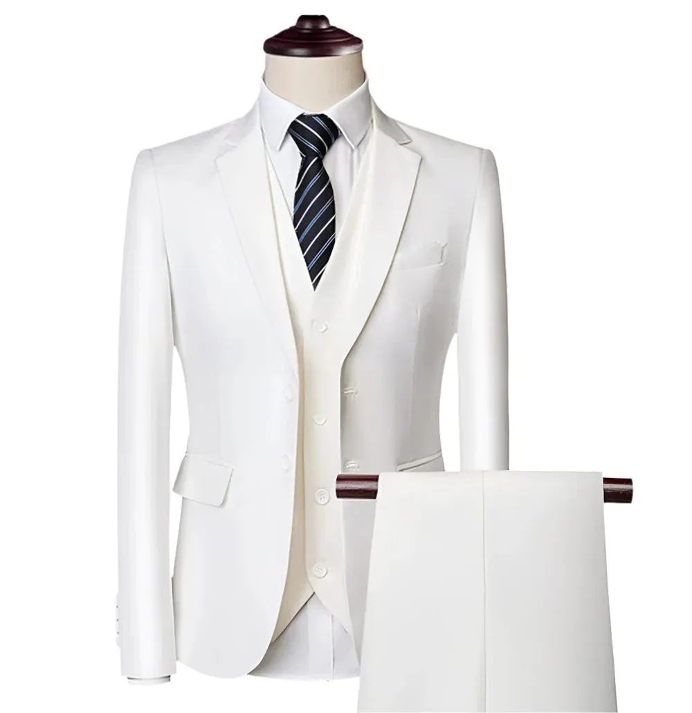 Stylish Designer Blazers Elegant Formal Business Luxury Full Vest Pants Coats Jackets 2-Button 3 Pcs Set