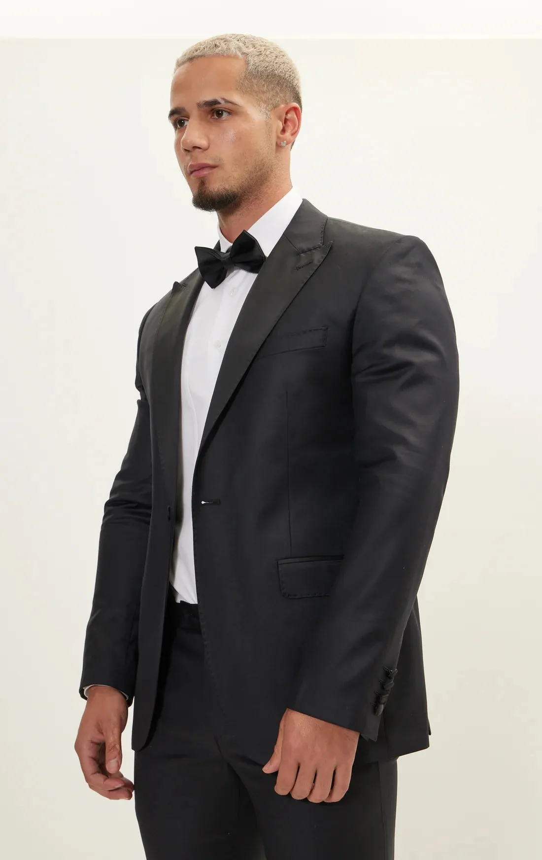 Super 180's Merino Wool Tuxedo - Matte Black